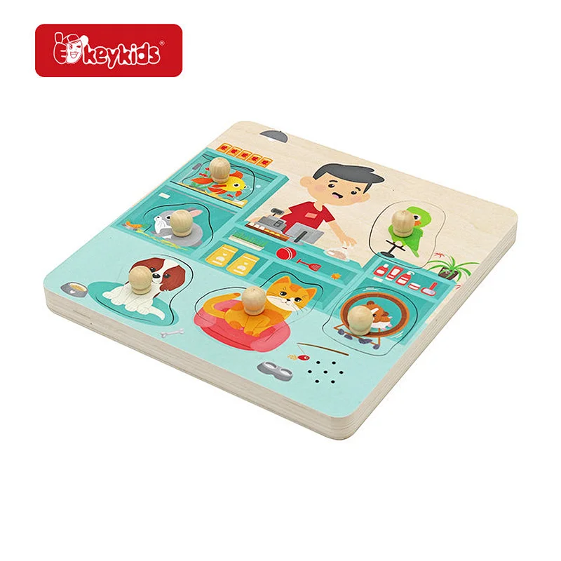 OEM Pet Shop Puzzle Toy Wooden Sound Puzzles for Toddlers W14M340